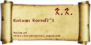 Kotvan Kornél névjegykártya